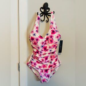 New with tags Carmen Marc Valvo Pink and Purple Floral Swimwear